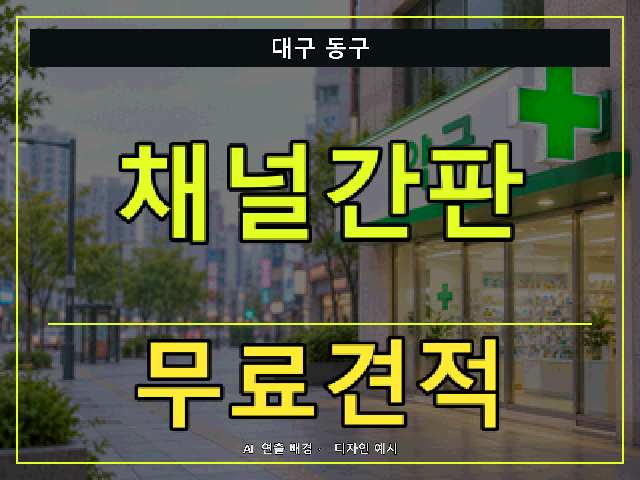 대구 동구 채널간판 무료견적 안내 썸네일 · AI 연출 배경