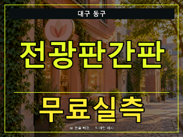 대구 동구 전광판간판 무료실측 안내 썸네일 · AI 연출 배경