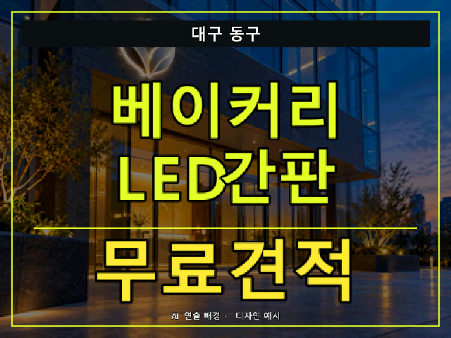 대구 동구 베이커리 LED간판 무료견적 안내 썸네일 · AI 연출 배경