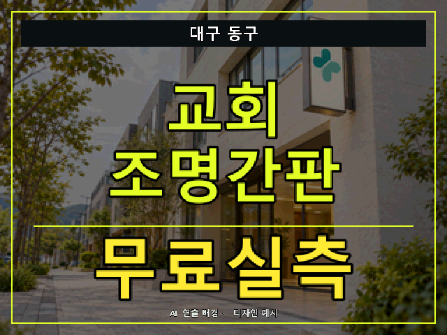 대구 동구 교회 조명간판 무료실측 안내 썸네일 · AI 연출 배경