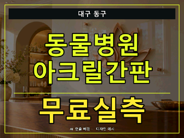 대구 동구 동물병원 아크릴간판 무료실측 안내 썸네일 · AI 연출 배경