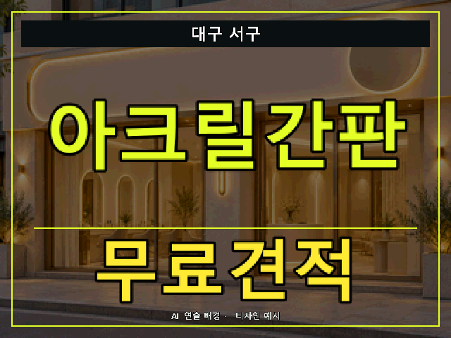 대구 서구 아크릴간판 무료견적 안내 썸네일 · AI 연출 배경