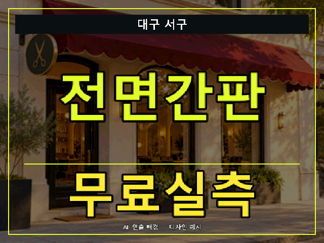대구 서구 전면간판 무료실측 안내 썸네일 · AI 연출 배경