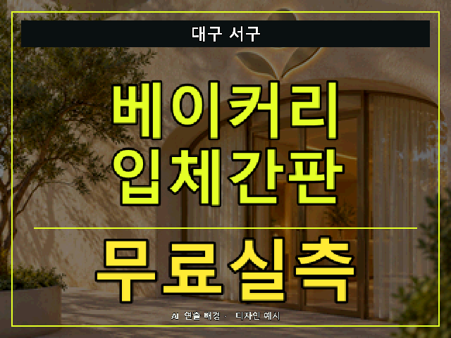 대구 서구 베이커리 입체간판 무료실측 안내 썸네일 · AI 연출 배경