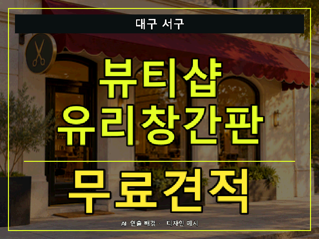 대구 서구 뷰티샵 유리창간판 무료견적 안내 썸네일 · AI 연출 배경