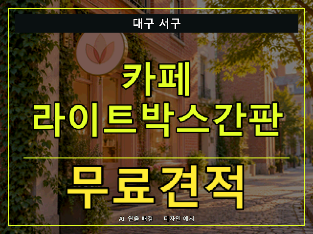 대구 서구 카페 라이트박스간판 무료견적 안내 썸네일 · AI 연출 배경