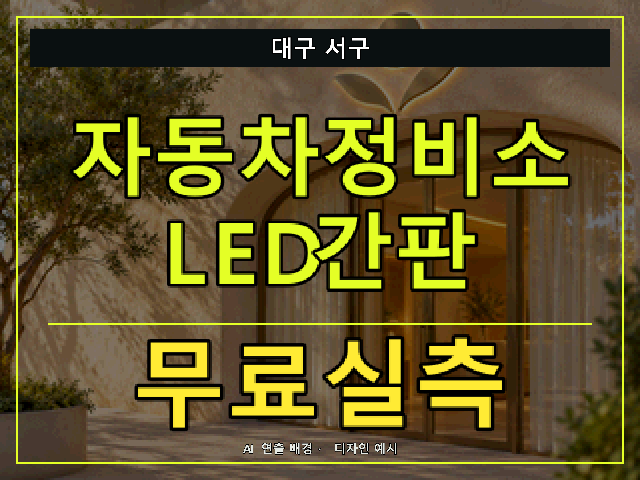 대구 서구 자동차정비소 LED간판 무료실측 안내 썸네일 · AI 연출 배경