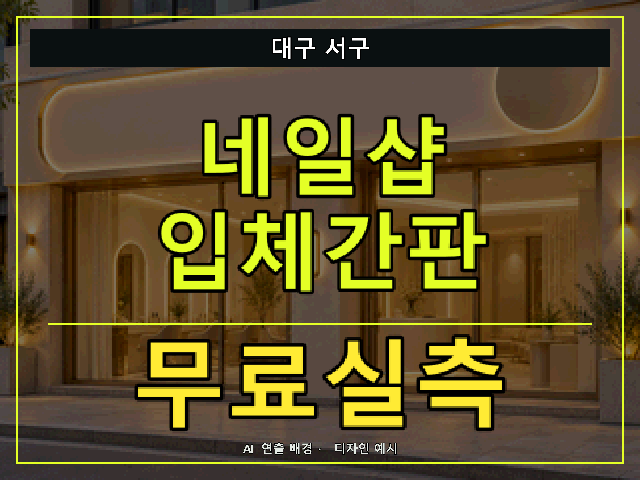 대구 서구 네일샵 입체간판 무료실측 안내 썸네일 · AI 연출 배경