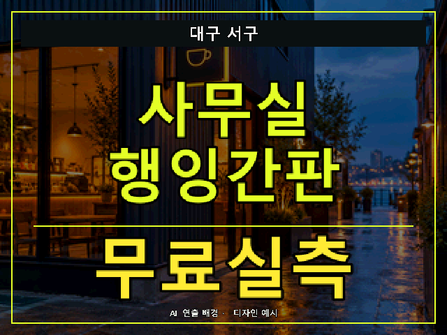 대구 서구 사무실 행잉간판 무료실측 안내 썸네일 · AI 연출 배경