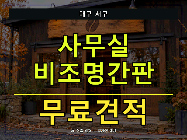 대구 서구 사무실 비조명간판 무료견적 안내 썸네일 · AI 연출 배경