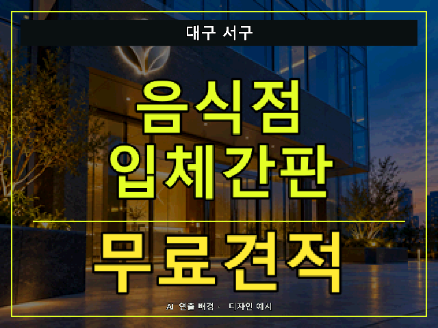 대구 서구 음식점 입체간판 무료견적 안내 썸네일 · AI 연출 배경