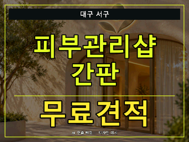 대구 서구 피부관리샵 간판 무료견적 안내 썸네일 · AI 연출 배경