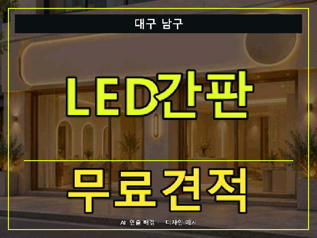 대구 남구 LED간판 무료견적 안내 썸네일 · AI 연출 배경