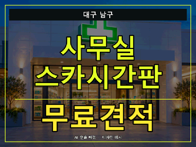 대구 남구 사무실 스카시간판 무료견적 안내 썸네일 · AI 연출 배경