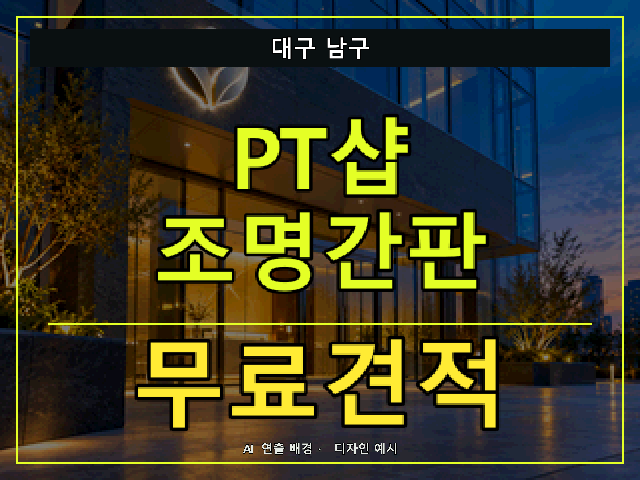 대구 남구 PT샵 조명간판 무료견적 안내 썸네일 · AI 연출 배경