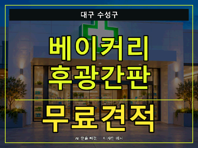 대구 수성구 베이커리 후광간판 무료견적 안내 썸네일 · AI 연출 배경
