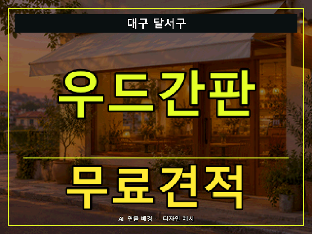 대구 달서구 우드간판 무료견적 안내 썸네일 · AI 연출 배경