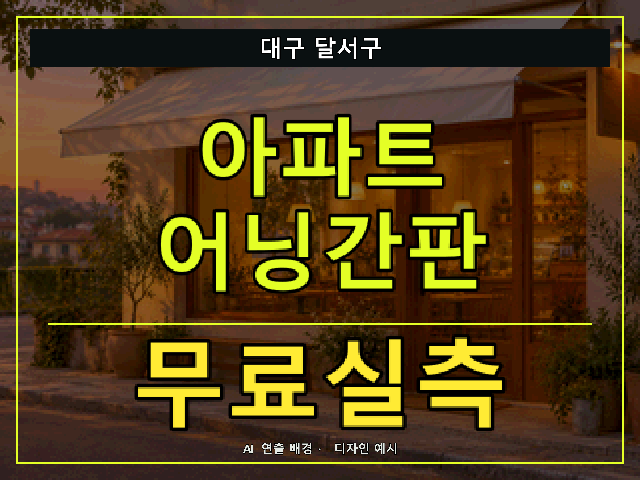대구 달서구 아파트 어닝간판 무료실측 안내 썸네일 · AI 연출 배경