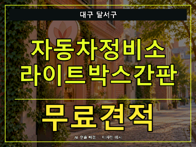 대구 달서구 자동차정비소 라이트박스간판 무료견적 안내 썸네일 · AI 연출 배경