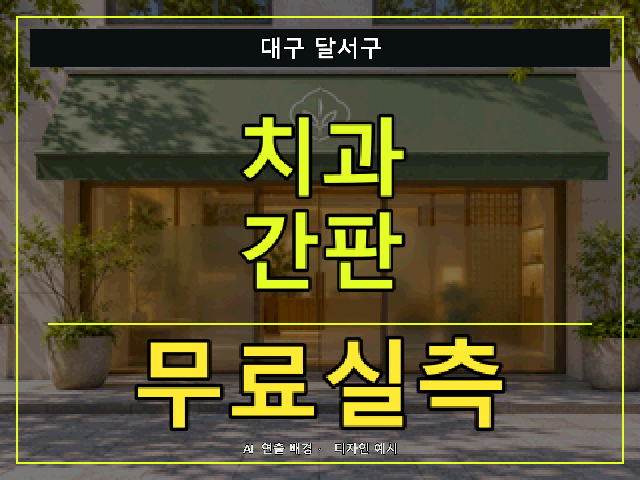 대구 달서구 치과 간판 무료실측 안내 썸네일 · AI 연출 배경