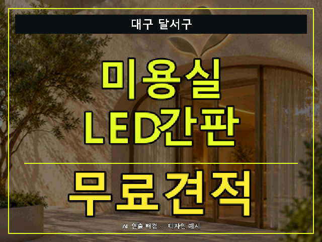 대구 달서구 미용실 LED간판 무료견적 안내 썸네일 · AI 연출 배경