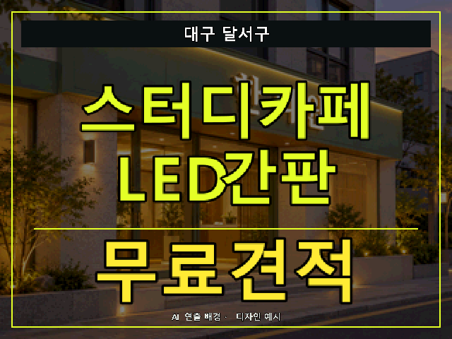 대구 달서구 스터디카페 LED간판 무료견적 안내 썸네일 · AI 연출 배경