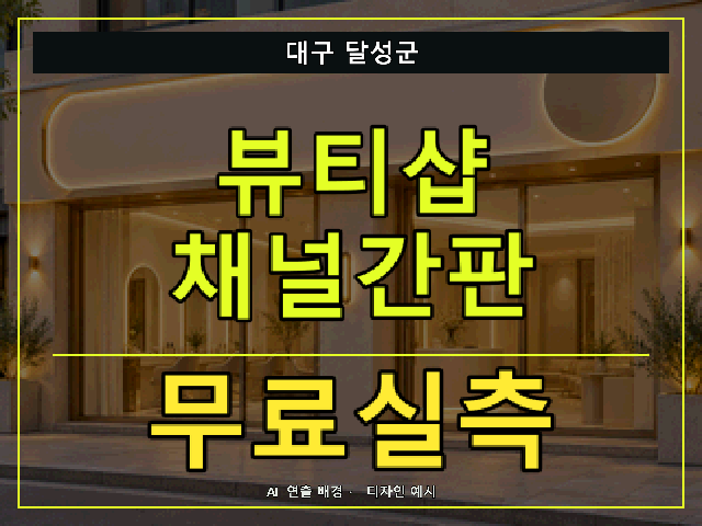 대구 달성군 뷰티샵 채널간판 무료실측 안내 썸네일 · AI 연출 배경