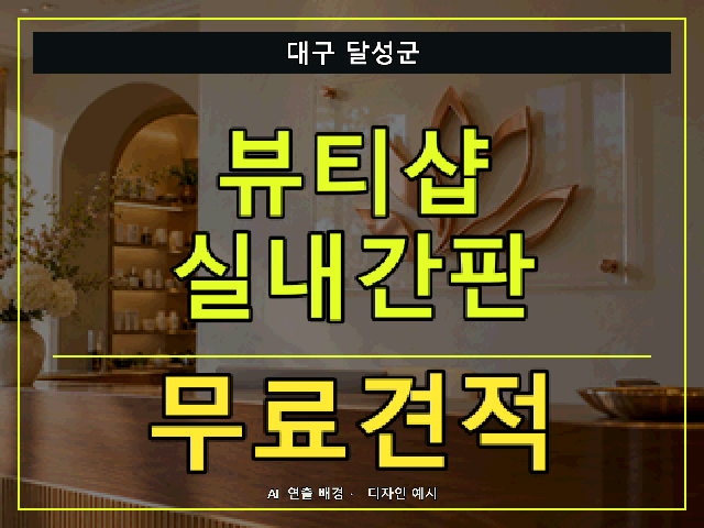 대구 달성군 뷰티샵 실내간판 무료견적 안내 썸네일 · AI 연출 배경