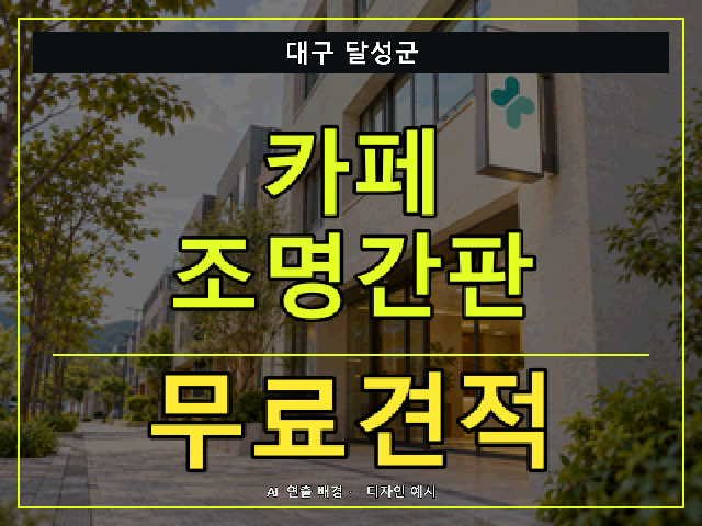 대구 달성군 카페 조명간판 무료견적 안내 썸네일 · AI 연출 배경