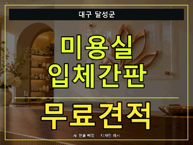 대구 달성군 미용실 입체간판 무료견적 안내 썸네일 · AI 연출 배경