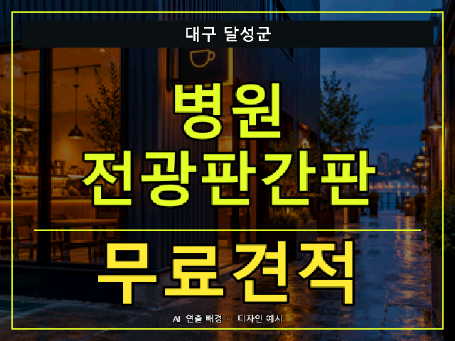 대구 달성군 병원 전광판간판 무료견적 안내 썸네일 · AI 연출 배경