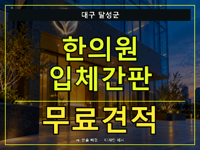 대구 달성군 한의원 입체간판 무료견적 안내 썸네일 · AI 연출 배경