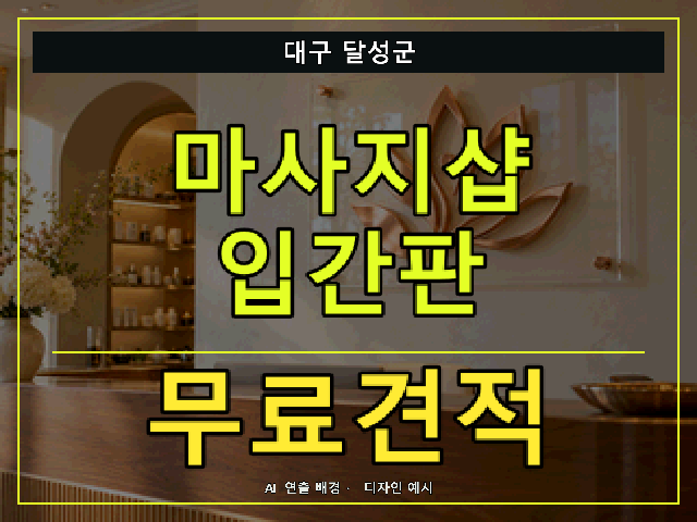 대구 달성군 마사지샵 입간판 무료견적 안내 썸네일 · AI 연출 배경