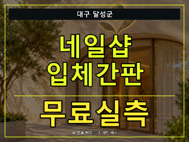 대구 달성군 네일샵 입체간판 무료실측 안내 썸네일 · AI 연출 배경