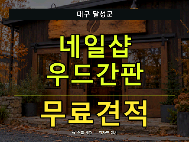대구 달성군 네일샵 우드간판 무료견적 안내 썸네일 · AI 연출 배경