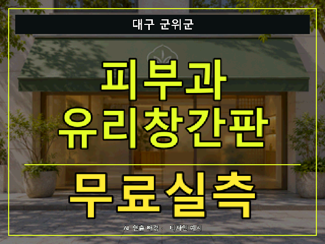 대구 군위군 피부과 유리창간판 무료실측 안내 썸네일 · AI 연출 배경
