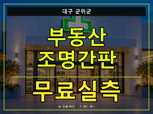 대구 군위군 부동산 조명간판 무료실측 안내 썸네일 · AI 연출 배경