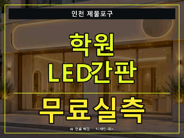 인천 제물포구 학원 LED간판 무료실측 안내 썸네일 · AI 연출 배경