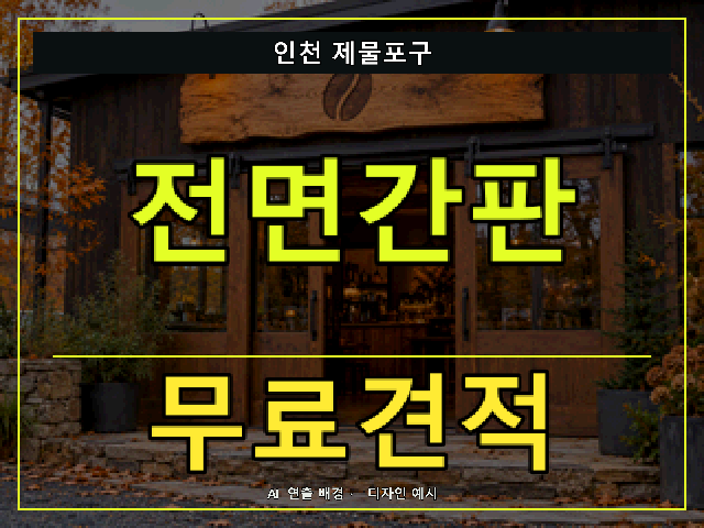 인천 제물포구 전면간판 무료견적 안내 썸네일 · AI 연출 배경
