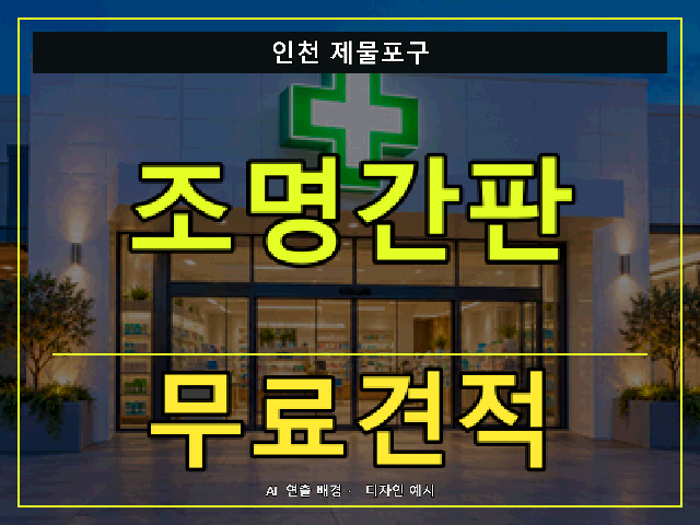 인천 제물포구 조명간판 무료견적 안내 썸네일 · AI 연출 배경