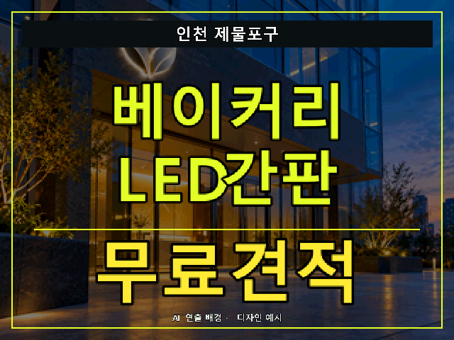 인천 제물포구 베이커리 LED간판 무료견적 안내 썸네일 · AI 연출 배경