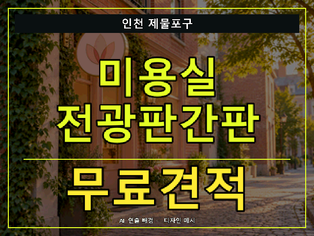 인천 제물포구 미용실 전광판간판 무료견적 안내 썸네일 · AI 연출 배경