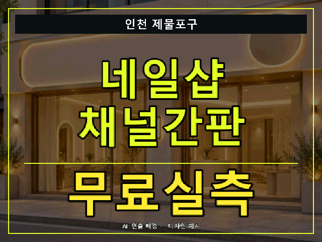 인천 제물포구 네일샵 채널간판 무료실측 안내 썸네일 · AI 연출 배경