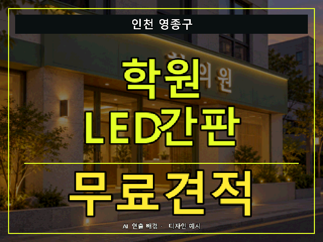 인천 영종구 학원 LED간판 무료견적 안내 썸네일 · AI 연출 배경