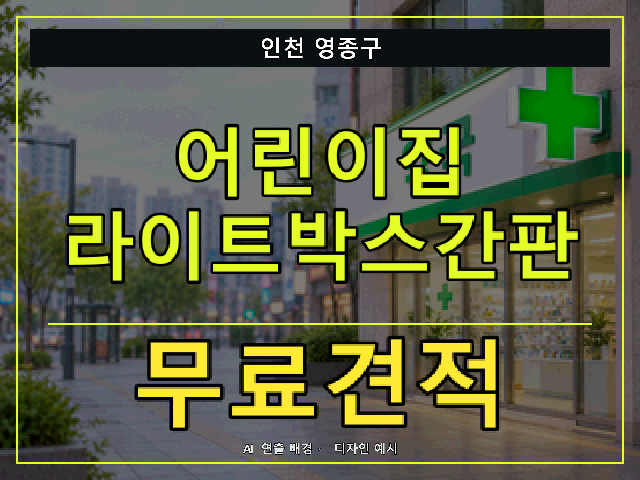 인천 영종구 어린이집 라이트박스간판 무료견적 안내 썸네일 · AI 연출 배경