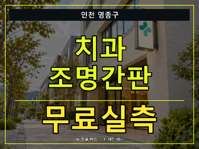 인천 영종구 치과 조명간판 무료실측 안내 썸네일 · AI 연출 배경
