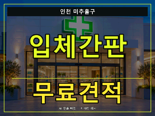 인천 미추홀구 입체간판 무료견적 안내 썸네일 · AI 연출 배경