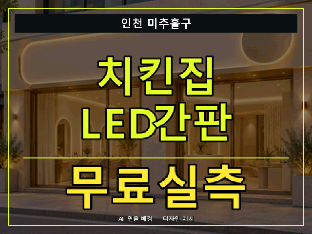인천 미추홀구 치킨집 LED간판 무료실측 안내 썸네일 · AI 연출 배경