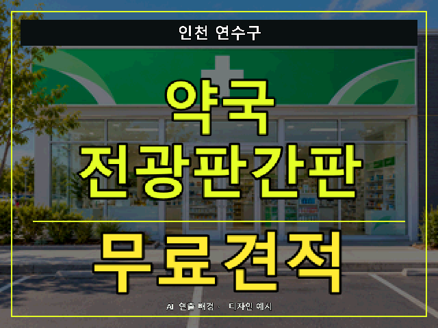 인천 연수구 약국 전광판간판 무료견적 안내 썸네일 · AI 연출 배경