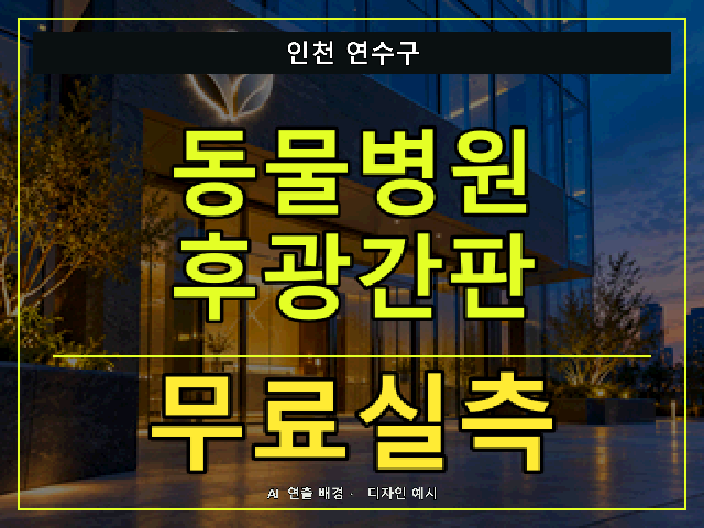 인천 연수구 동물병원 후광간판 무료실측 안내 썸네일 · AI 연출 배경
